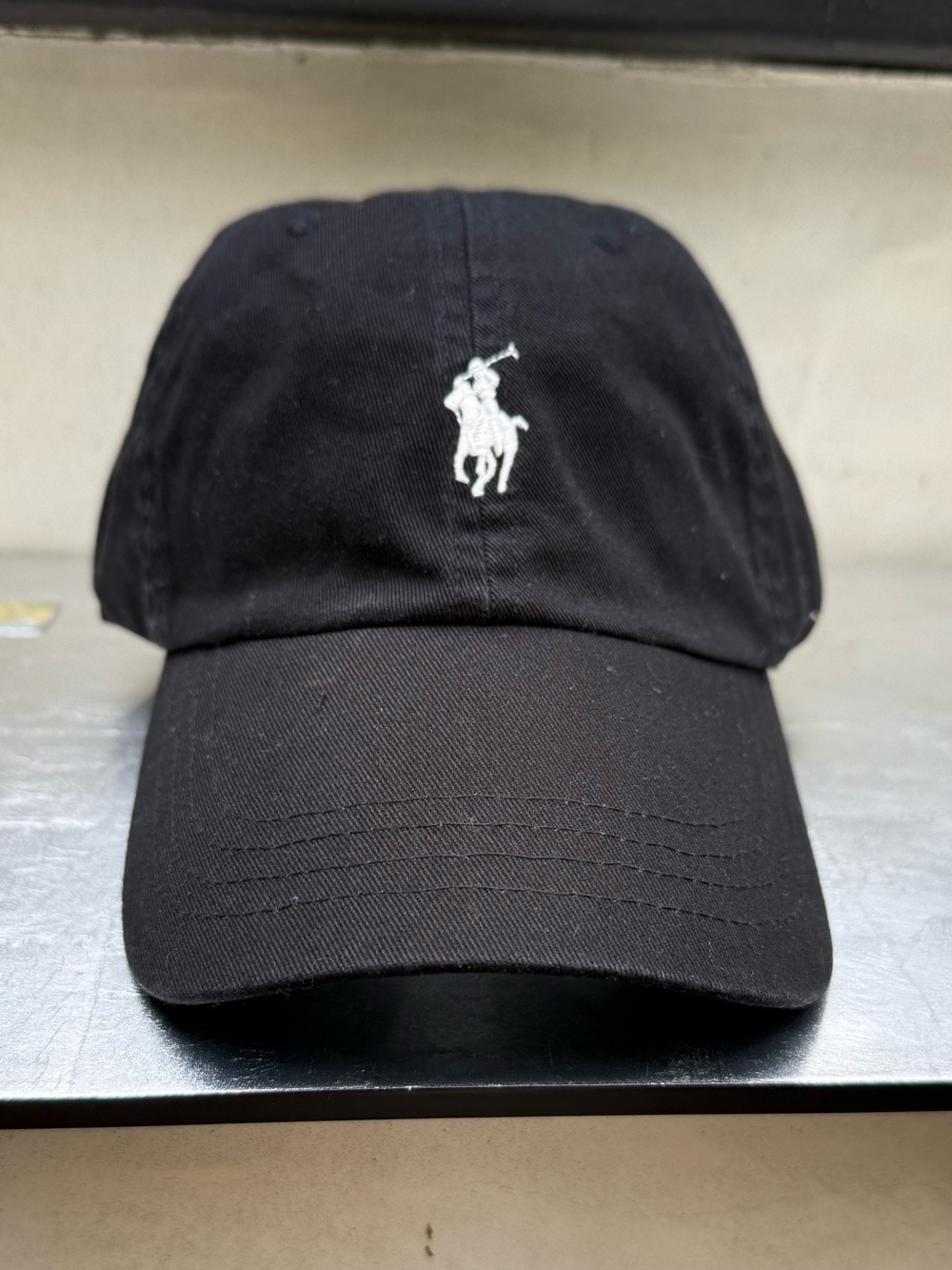 Polo by Ralph Lauren Black Baseball Cap with White Polo Player Logo